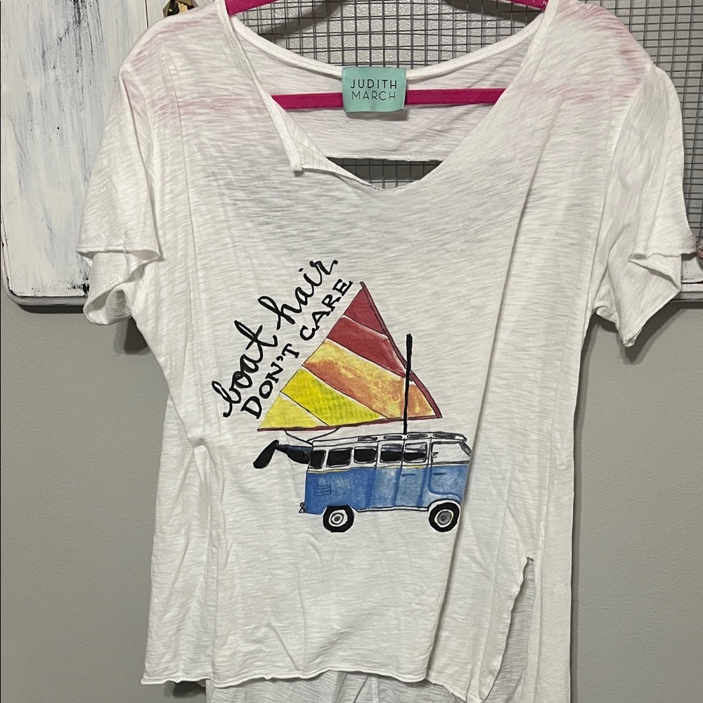 Judith March White Tee with Colorful Van Graphic